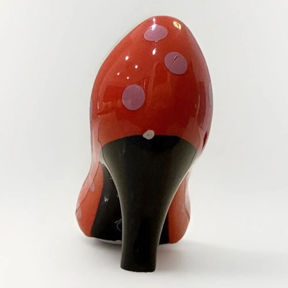 👠 Betty Boop High Heel Shoe Salt & Pepper Shakers 💋 Red Polka Dot Ceramic 5”